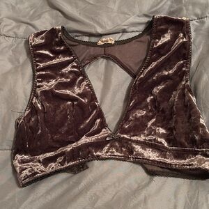 POL Velvet Bralette in Rich Brown
